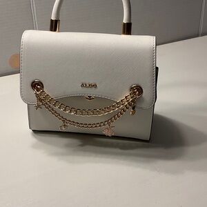 Aldo Cream Mini Bag with Gold Chain